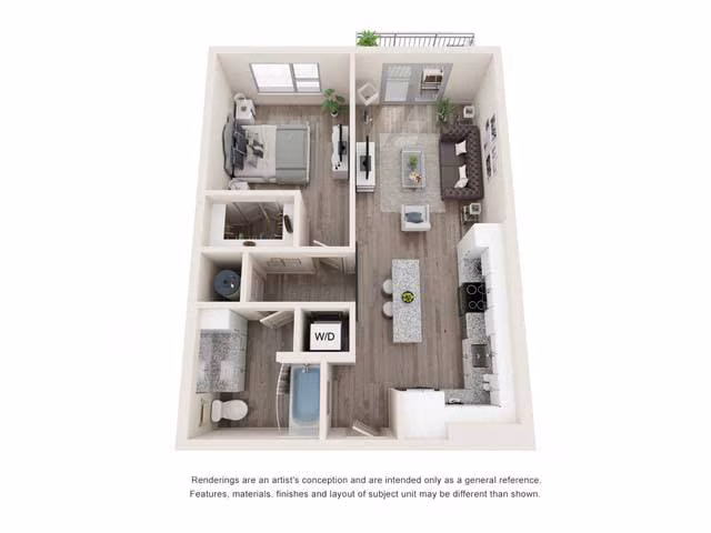 One-Bedroom (A2) 1307 floor plan